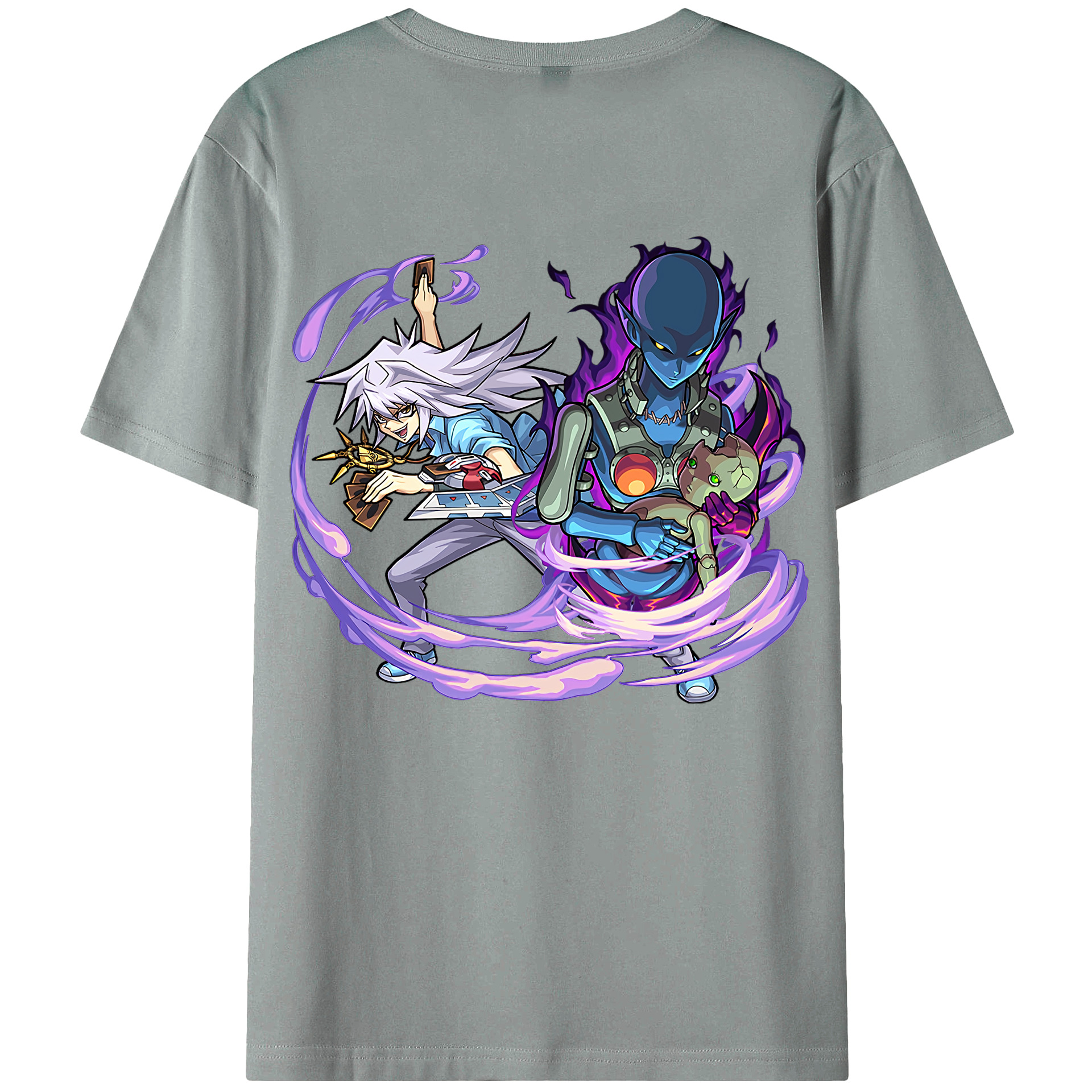 （画像用） 遊☆戯☆王 Yu-Gi-Oh! 綿100％ メンズ半袖Tシャツ（バックプリント） 通気性